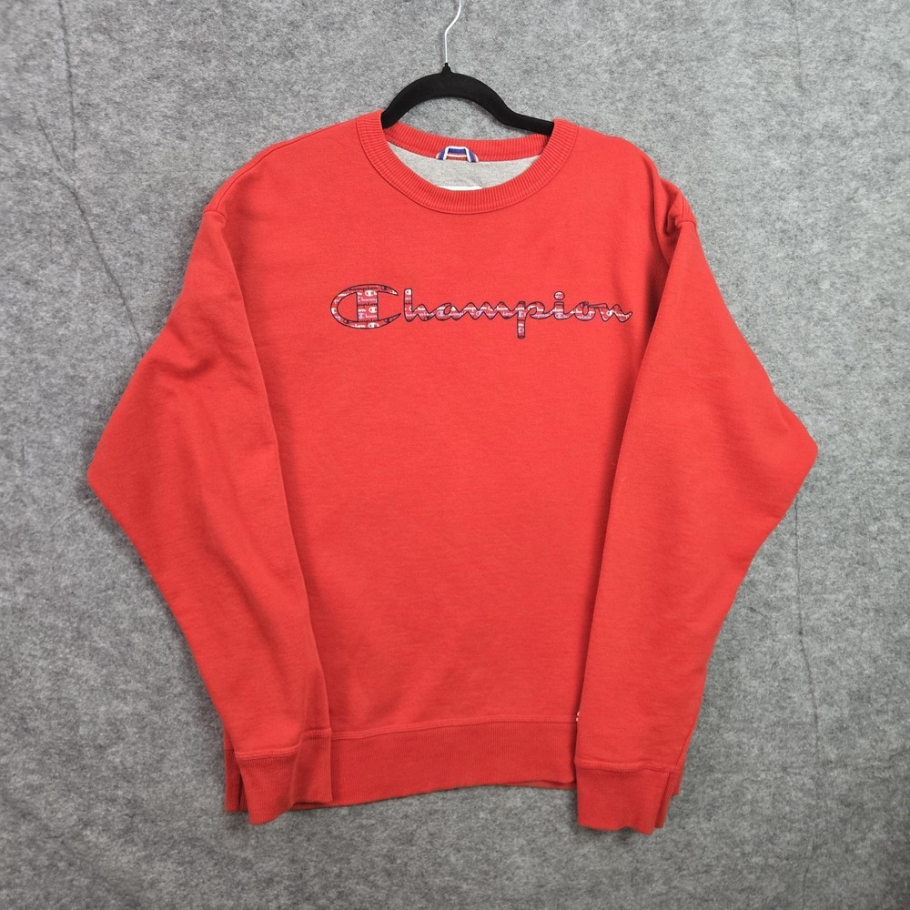 Champion Authentic Athletic Wear Men's L Pullover Red Crew-neck Logo Sweatshirt